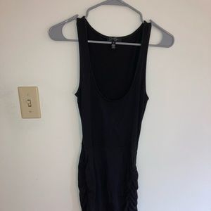 Jessica Simpson cinched asymmetrical scoop neck black body con dress